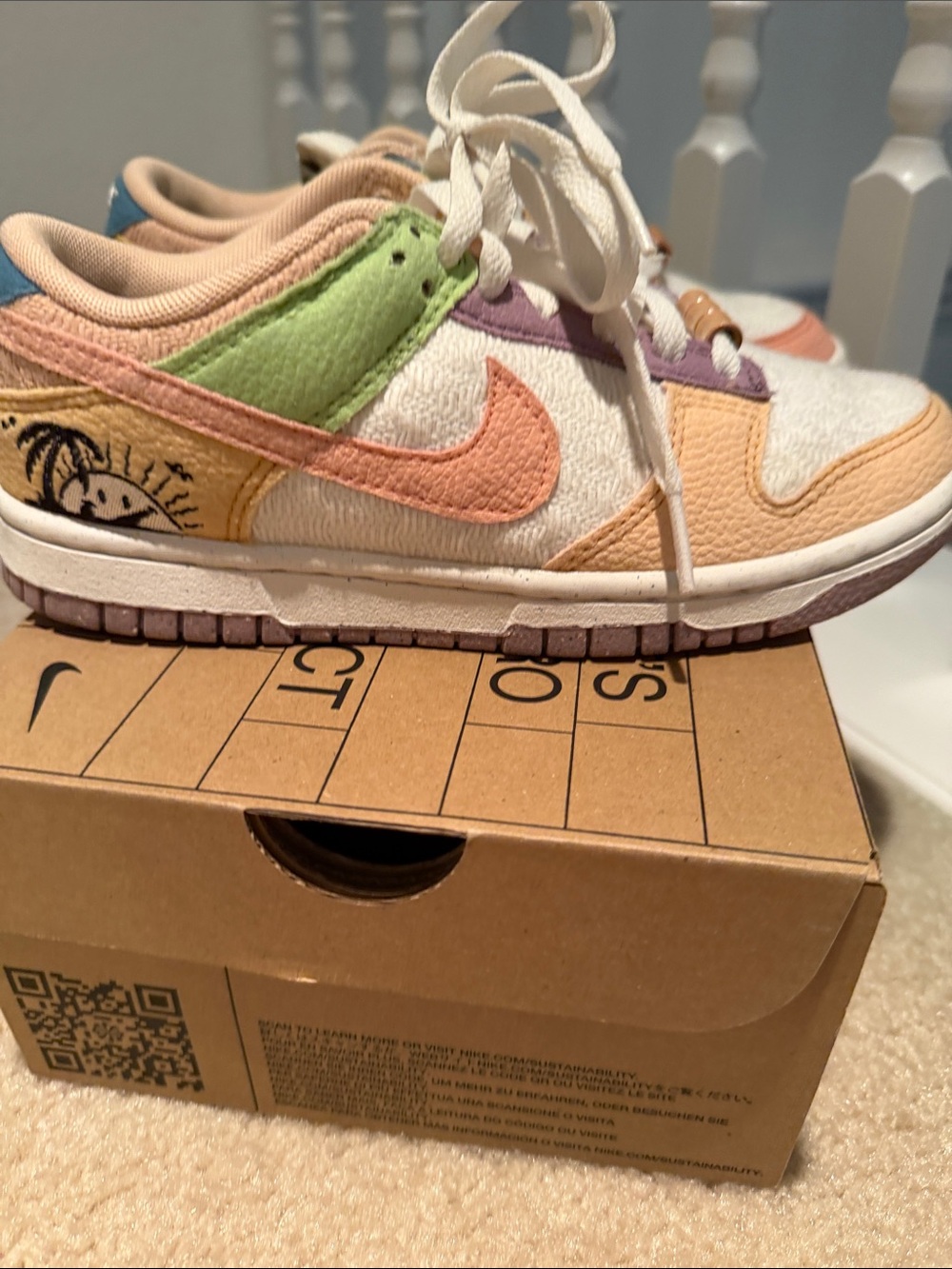 Women Nike  Pastel Multi-Panel Sneakers with Peach Swoosh